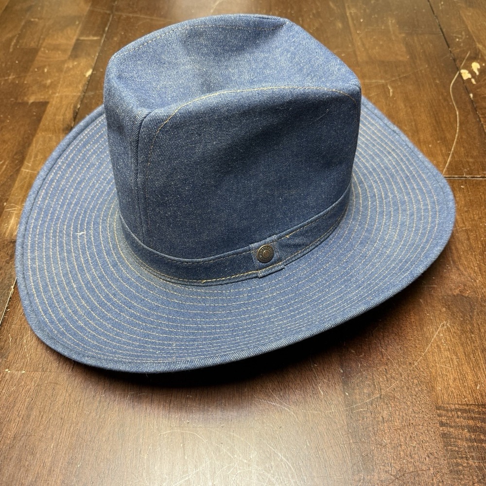 Vtg Levi's Strauss Blue Denim Cowboy Western Hat‎ Rodeo USA Made Measures 7 3/8